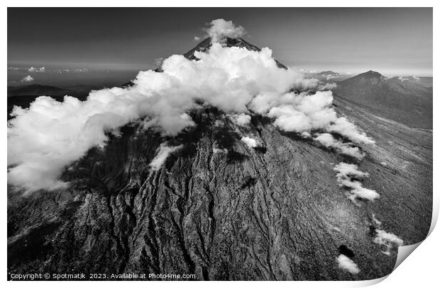 Aerial Mt Agung volcano Bali Indonesia Southeast Asia Print by Spotmatik 
