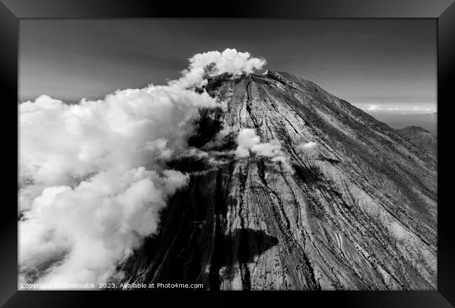 Aerial Mt Agung volcano Bali Indonesia Southeast Asia Framed Print by Spotmatik 