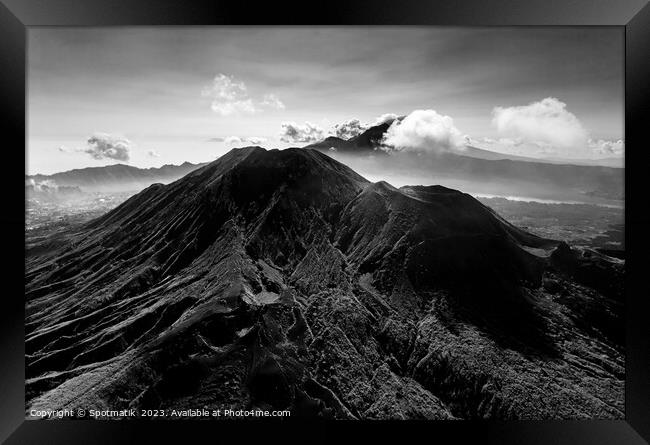 Aerial view Mt Batur active Volcano Bali Indonesia Framed Print by Spotmatik 