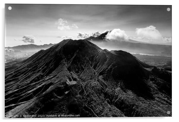 Aerial view Mt Batur active Volcano Bali Indonesia Acrylic by Spotmatik 