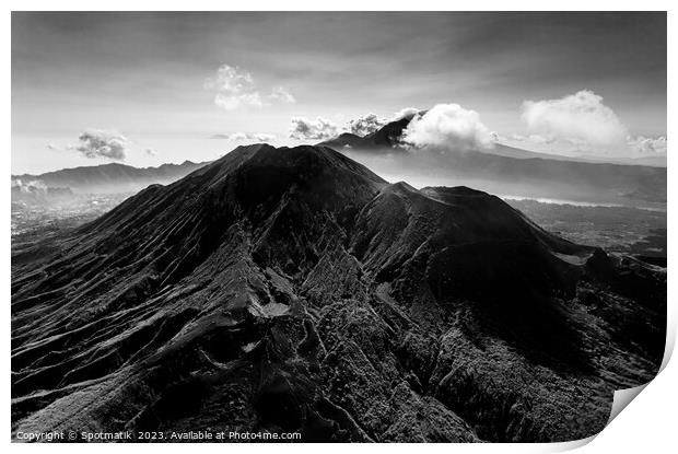 Aerial view Mt Batur active Volcano Bali Indonesia Print by Spotmatik 