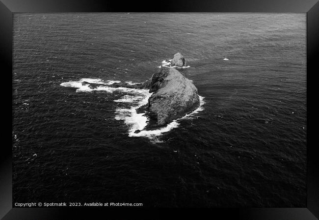 Aerial Molokai coastal view Mokopu Island Kukaiwaa Point  Framed Print by Spotmatik 