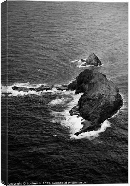 Aerial Molokai view of Elephant rock Kukaiwaa Point  Canvas Print by Spotmatik 