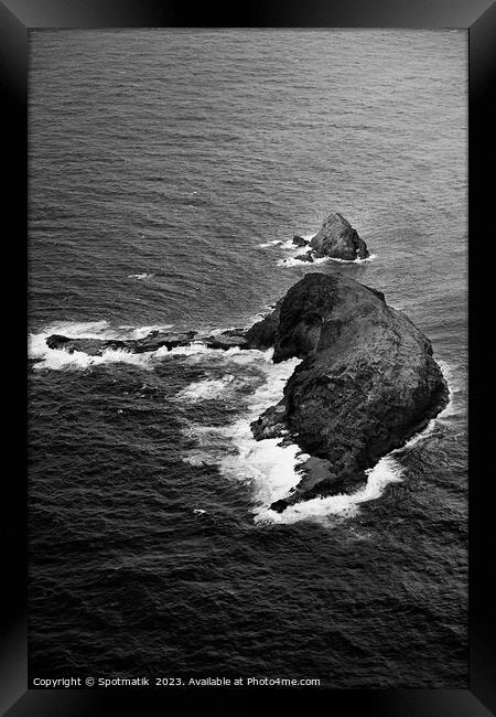 Aerial Molokai view of Elephant rock Kukaiwaa Point  Framed Print by Spotmatik 