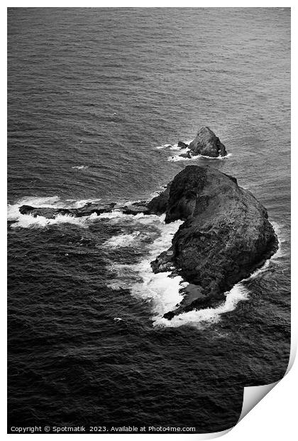 Aerial Molokai view of Elephant rock Kukaiwaa Point  Print by Spotmatik 