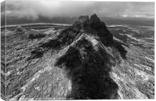 Aerial Mt Otemanu Mt Pahia mountain Bora Bora  Canvas Print by Spotmatik 