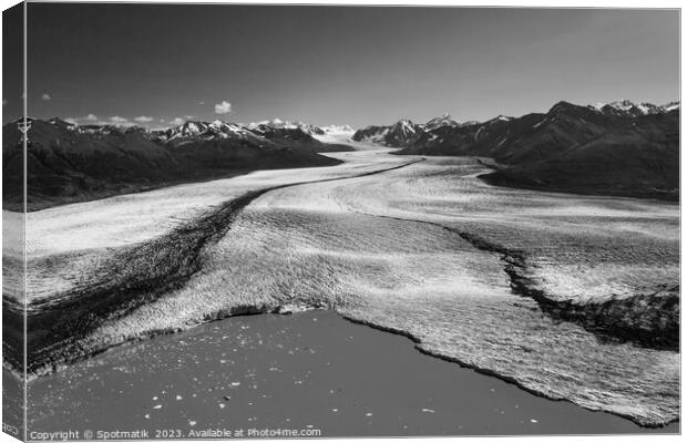 Aerial view Alaska USA Knik glacier Chugach Mountains  Canvas Print by Spotmatik 