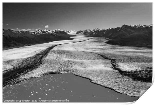 Aerial view Alaska USA Knik glacier Chugach Mountains  Print by Spotmatik 
