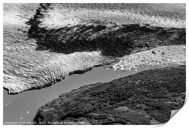 Aerial view Alaska USA glacier ice shelf environmental Print by Spotmatik 