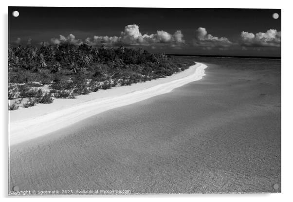 Aerial Bora Bora Island turquoise lagoon tropical beach Acrylic by Spotmatik 