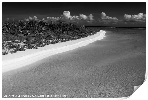 Aerial Bora Bora Island turquoise lagoon tropical beach Print by Spotmatik 