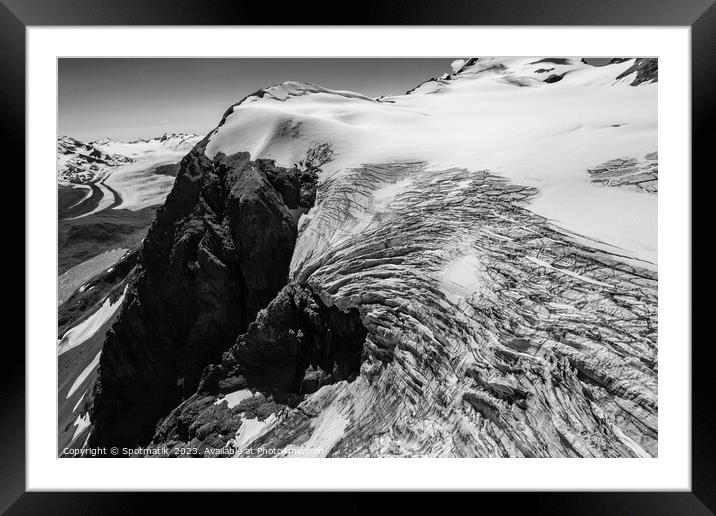 Aerial view glacier ice shelf Alaska Mountains Framed Mounted Print by Spotmatik 