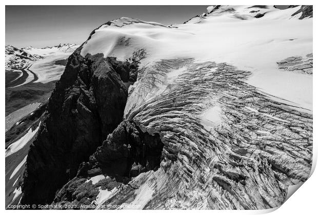 Aerial view glacier ice shelf Alaska Mountains Print by Spotmatik 