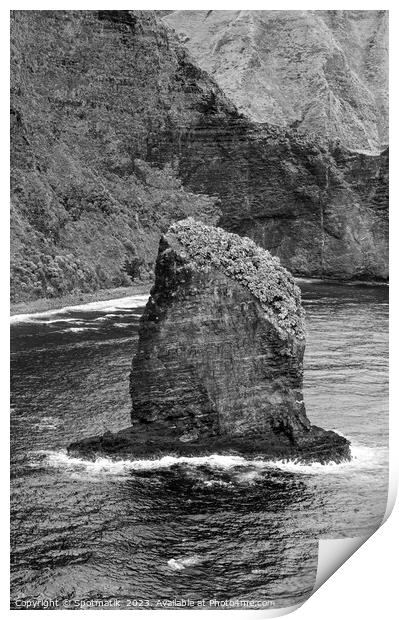 Aerial Island view rocky seabird sanctuaries Molokai Hawaii  Print by Spotmatik 