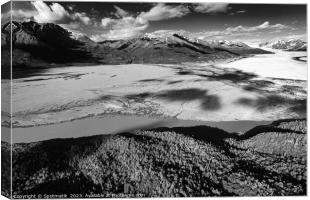 Aerial Alaskan view Knik glacier Chugach Mountains USA Canvas Print by Spotmatik 