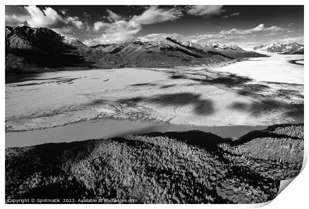 Aerial Alaskan view Knik glacier Chugach Mountains USA Print by Spotmatik 