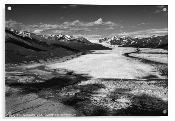 Aerial view Chugach Mountains Alaska Knik glacier America Acrylic by Spotmatik 