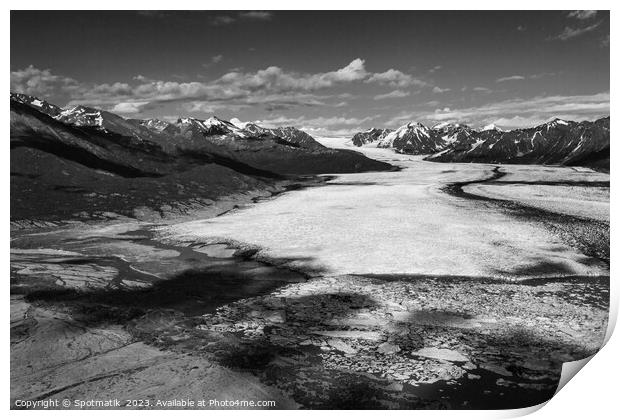 Aerial view Chugach Mountains Alaska Knik glacier America Print by Spotmatik 