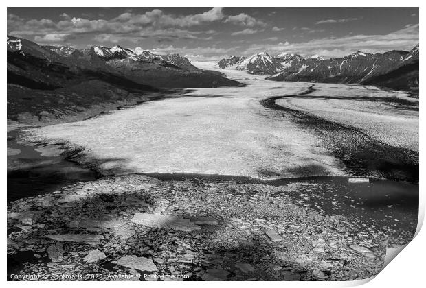 Aerial view Chugach Mountains Knik glacier Alaska America Print by Spotmatik 