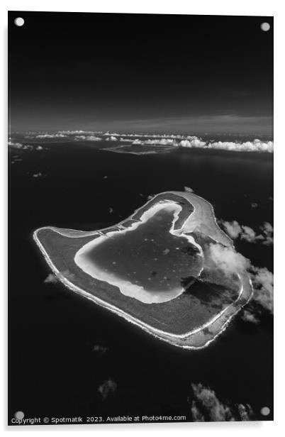Aerial Tupai French Polynesia Heart Island Ocean Paradise  Acrylic by Spotmatik 
