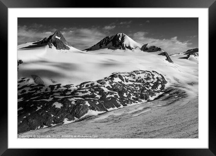 Aerial snowy mountain Wilderness Alaskan remote Chugach mountain Framed Mounted Print by Spotmatik 