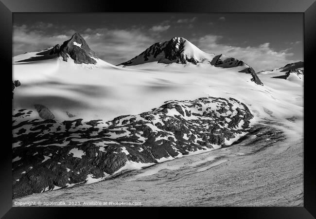 Aerial snowy mountain Wilderness Alaskan remote Chugach mountain Framed Print by Spotmatik 