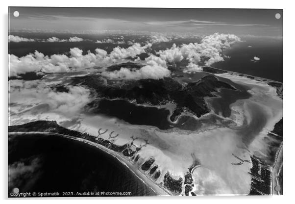 Aerial Mt Otemanu Mt Pahia mountain Bora Bora  Acrylic by Spotmatik 