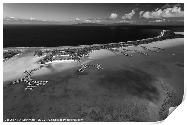 Aerial Bora Bora Luxury Overwater bungalows South Pacific Print by Spotmatik 