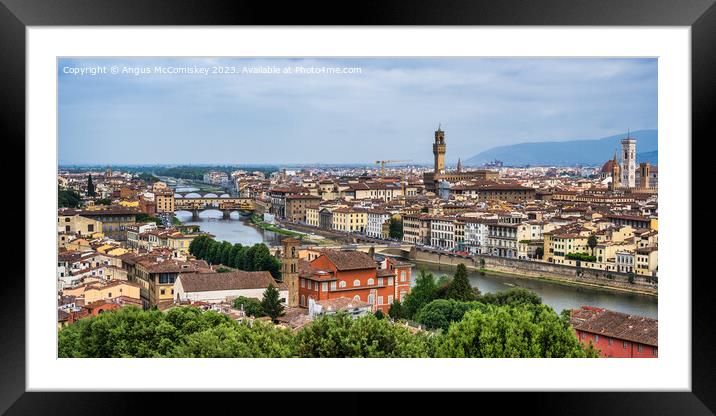 Ponte Vecchio, River Arno and Florence skyline Framed Mounted Print by Angus McComiskey
