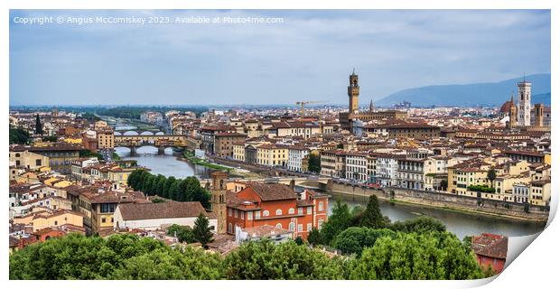 Ponte Vecchio, River Arno and Florence skyline Print by Angus McComiskey