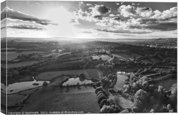 Aerial London sunset view of greenbelt countryside England Canvas Print by Spotmatik 