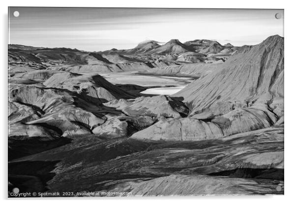 Aerial volcanic landscape Wilderness Landmannalaugar Acrylic by Spotmatik 