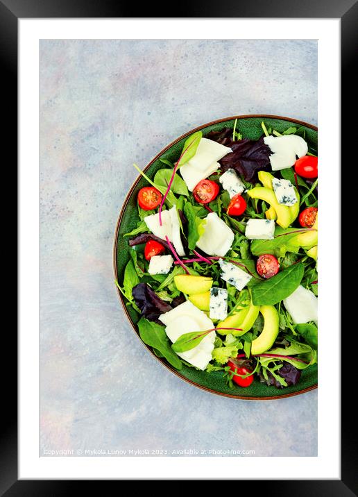 Fresh vegetable salad with cheese Framed Mounted Print by Mykola Lunov Mykola