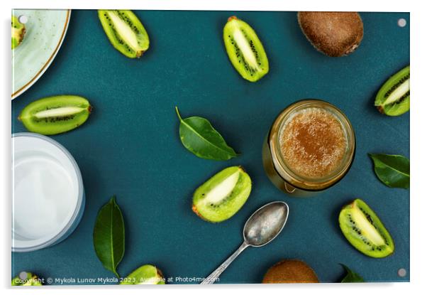 Kiwi jam, dessert Acrylic by Mykola Lunov Mykola