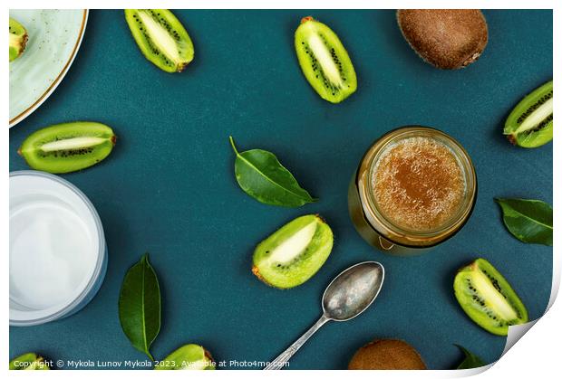 Kiwi jam, dessert Print by Mykola Lunov Mykola