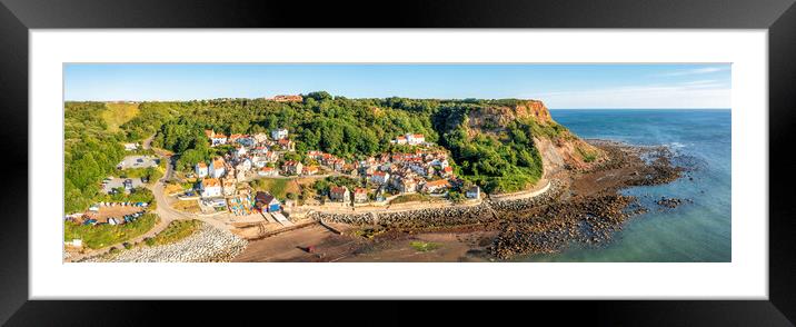 Runswick Bay Aerial Panoramic Framed Mounted Print by Tim Hill