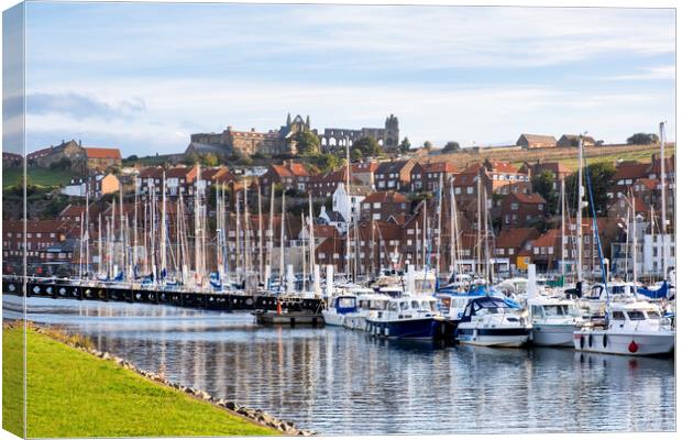 River Esk Yachting Marina to Whitby Abbey Canvas Print by Tim Hill