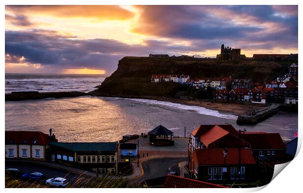 Moody Whitby Sunrise Print by Tim Hill