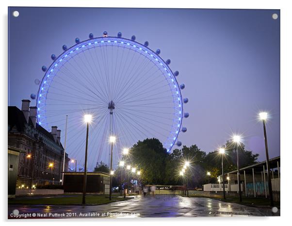 London Eye at Night Acrylic by Neal P