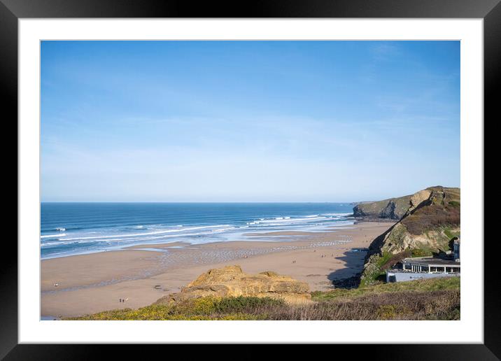 Watergate Bay Newquay Framed Mounted Print by kathy white