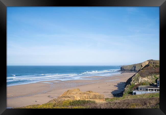 Watergate Bay Newquay Framed Print by kathy white