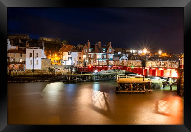 Illuminated Beauty of Whitby Swingbridge Framed Print by Tim Hill