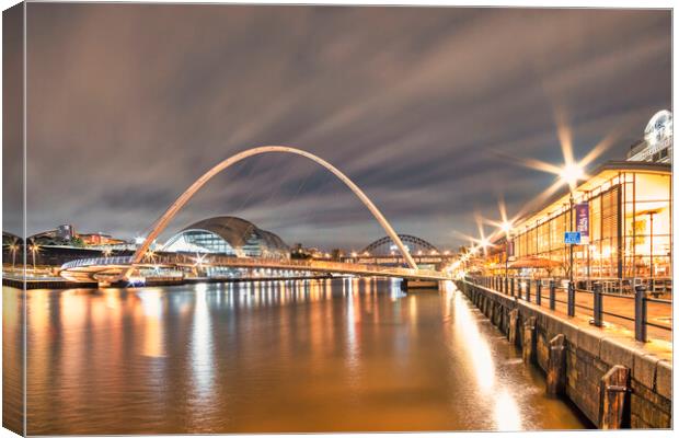 Newcastle Quays at Night Canvas Print by Tim Hill