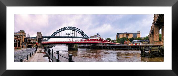 Newcastle Quayside Panoramic Framed Mounted Print by Tim Hill