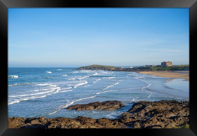 Fistral beach Newquay Framed Print by kathy white