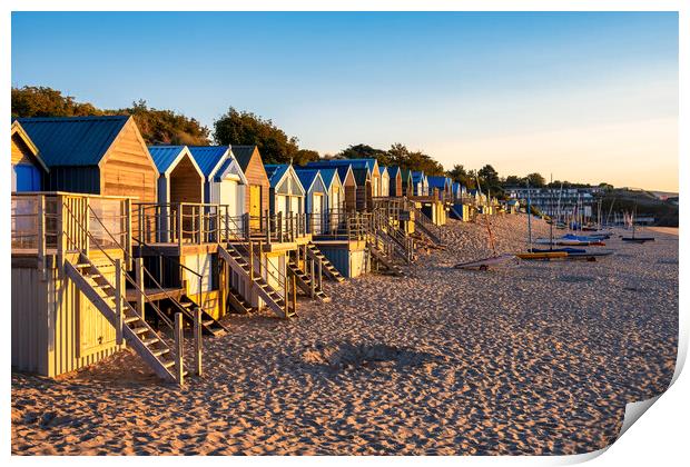 Quirky Wooden Beach Huts at Sunrise Print by Tim Hill