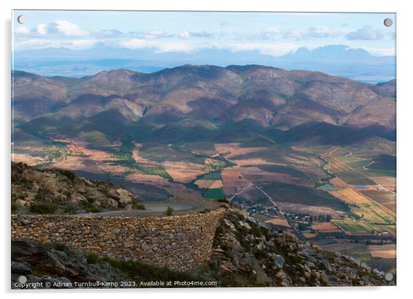 View from the southern end of the Swartberg Pass Acrylic by Adrian Turnbull-Kemp