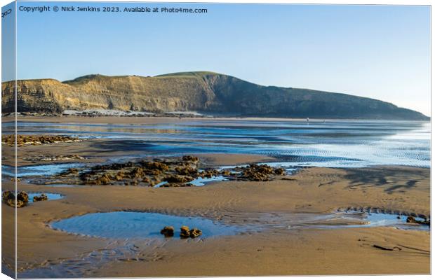 Dunraven Bay in February with Beautiful Light  Canvas Print by Nick Jenkins