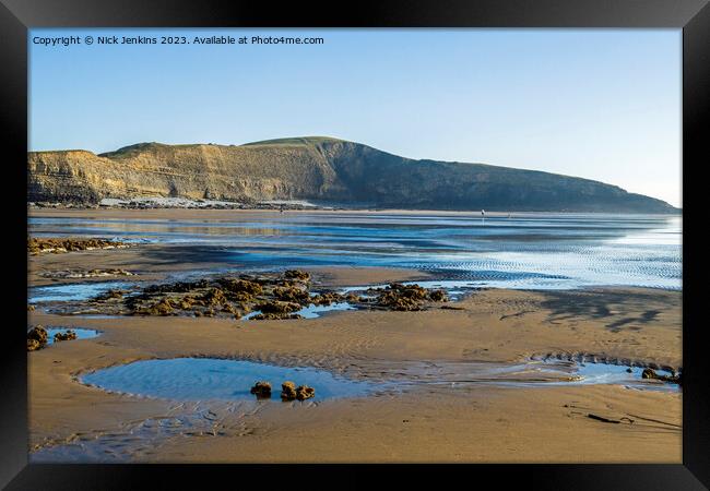 Dunraven Bay in February with Beautiful Light  Framed Print by Nick Jenkins