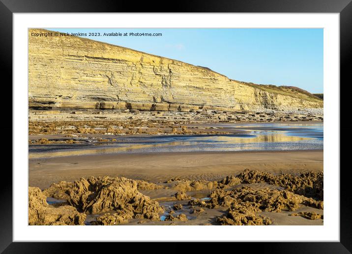 Rocks Sand and Cliffs Dunraven Bay  Framed Mounted Print by Nick Jenkins